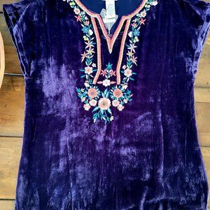 Velvet Top with Embroidery